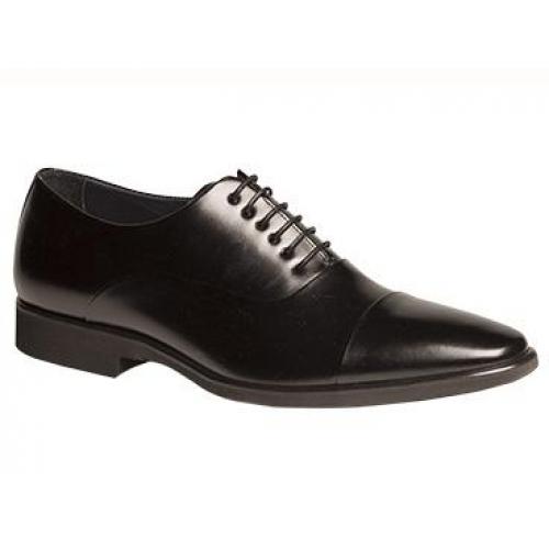 Mezlan "Mazzola" Black Genuine Antiqued Italian Calfskin Shoes